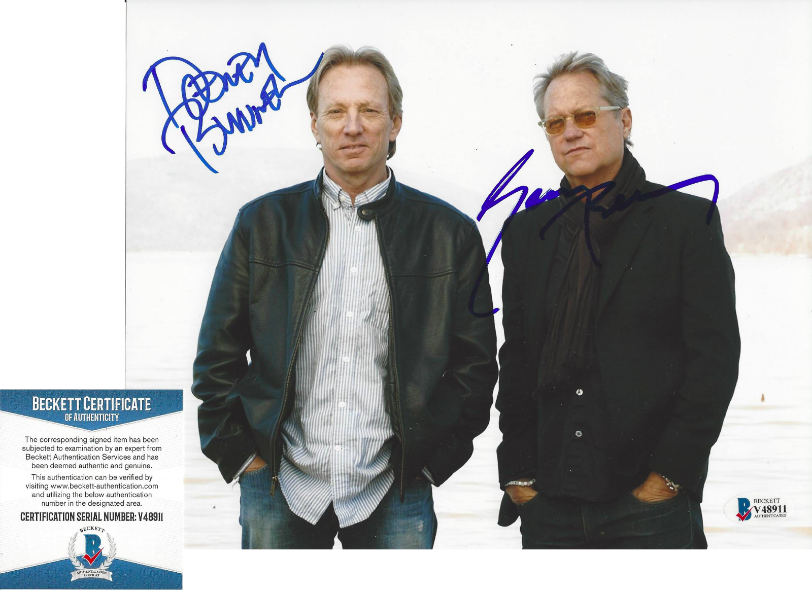 AMERICA (GERRY BECKLEY & DEWEY BUNNELL) BAND SIGNED 8x10 Photo Poster painting B BECKETT COA BAS