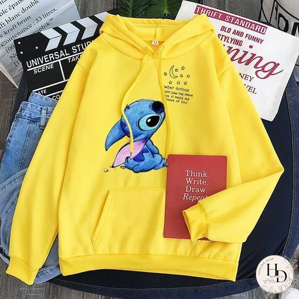 New Hoodie Sweatshirt Women Oversized cartoon Stitch Hoodie couple shirt versatile Sweatshirt Winter Long Sleeve Tops Hoodies