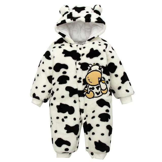 Baby Rompers Cute Cow Hooded Jumpsuit Clothes