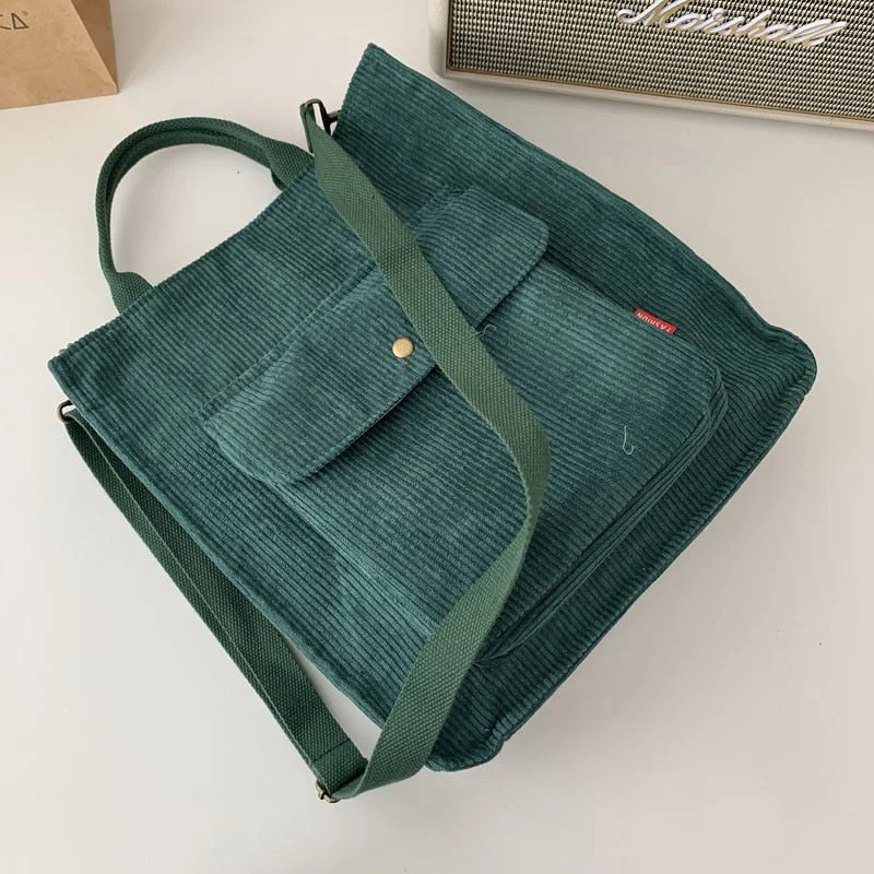 Corduroy Bag for Women Shoulder Bags 2022 Luxury Designer Handbags Casual Shopper High Quality Book Messenger Crossbody Tote Bag