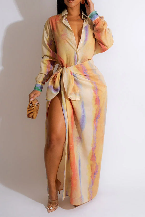 Tie Dye Relaxed Lace-Up Dress Suit