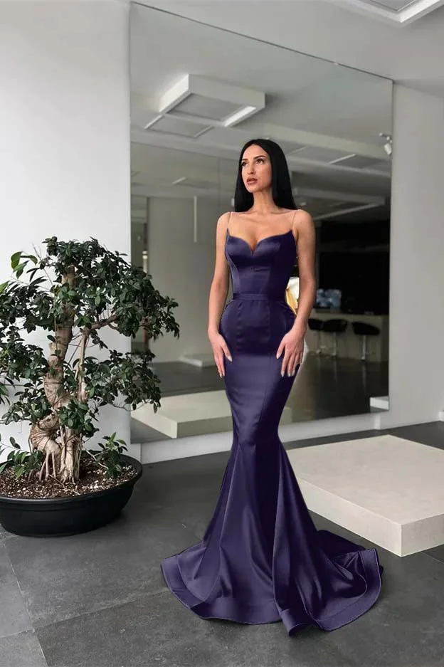 Daisda Long Mermaid Prom Dress Spaghetti-Straps