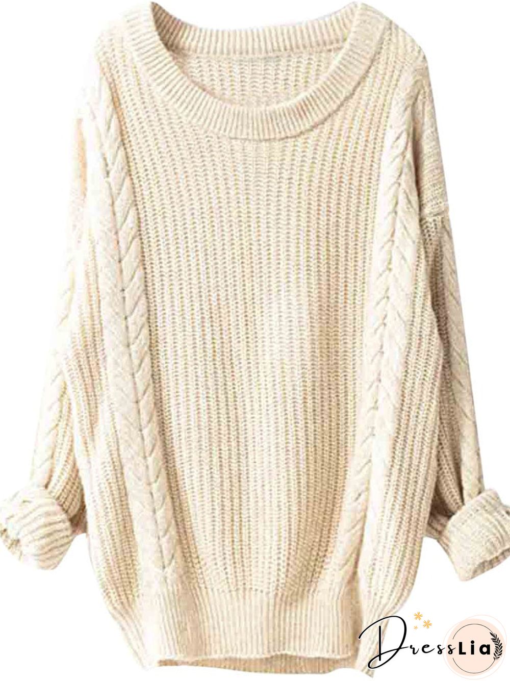 Big Collar Long Sleeve Hemp Pattern Pullover Sweater