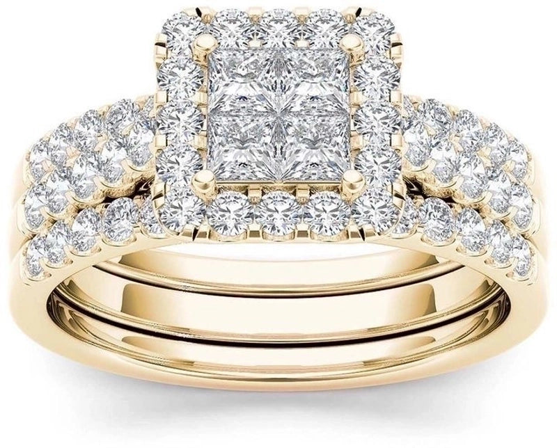 Fashion Flower Alloy Plating Artificial Gemstones Women’S Ring Sets