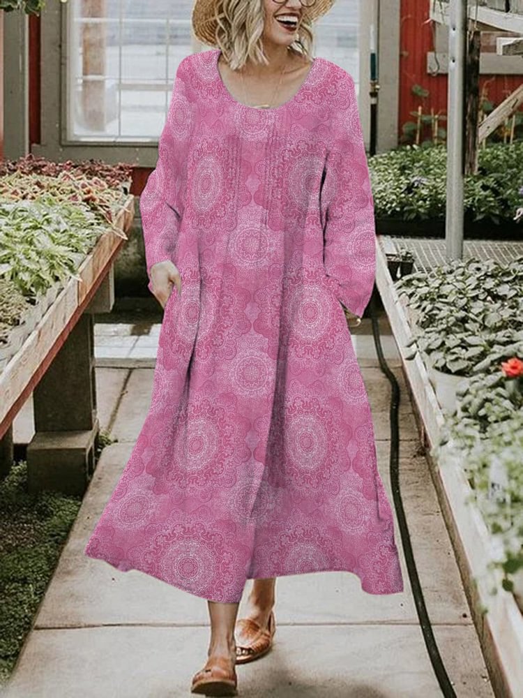 Raspberry Print Round Neck Short Sleeve Casual Dress-Mayoulove