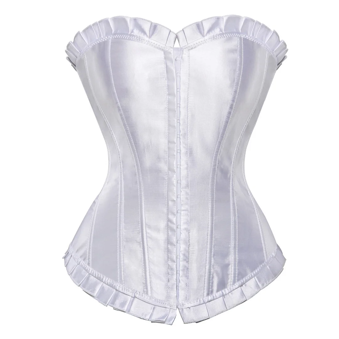 Billionm Lace up Boned Overbust Corset Bustier Rhinestone Satin Costume Showgirl Top Lingerie Plus Size S-6X