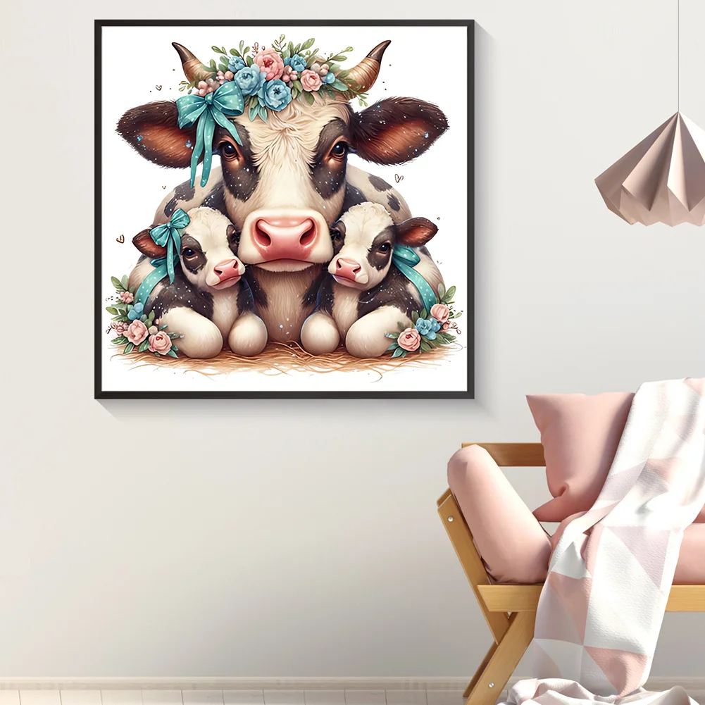 Diamond Painting - Full Round Drill - Cow Family(Canvas|30*30cm)