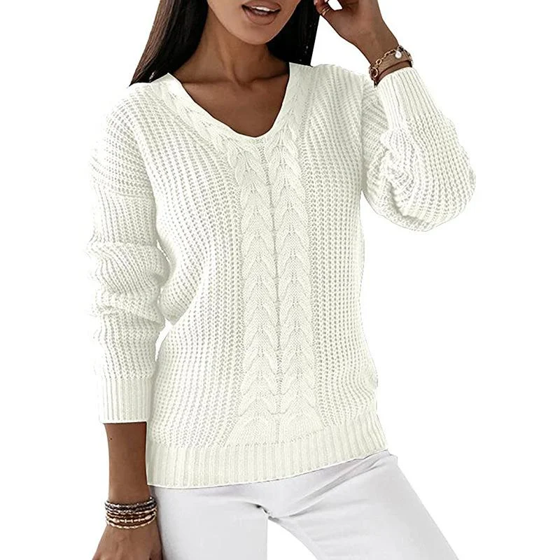 V-neck Sweater Ladies Fashion Knitted Top