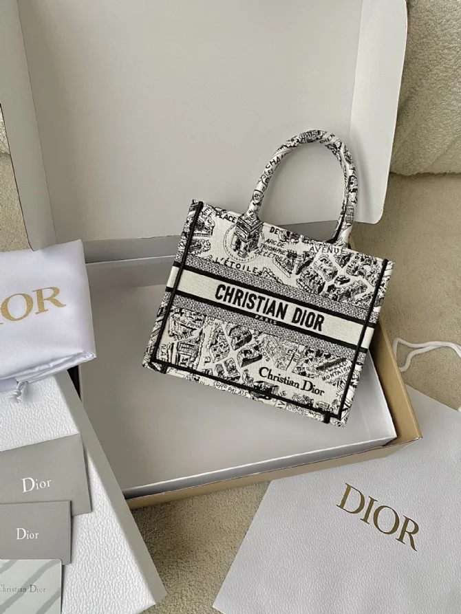 Dior_CD_book_tote23夏季_巴黎地圖_白色小號_26.5cm_-