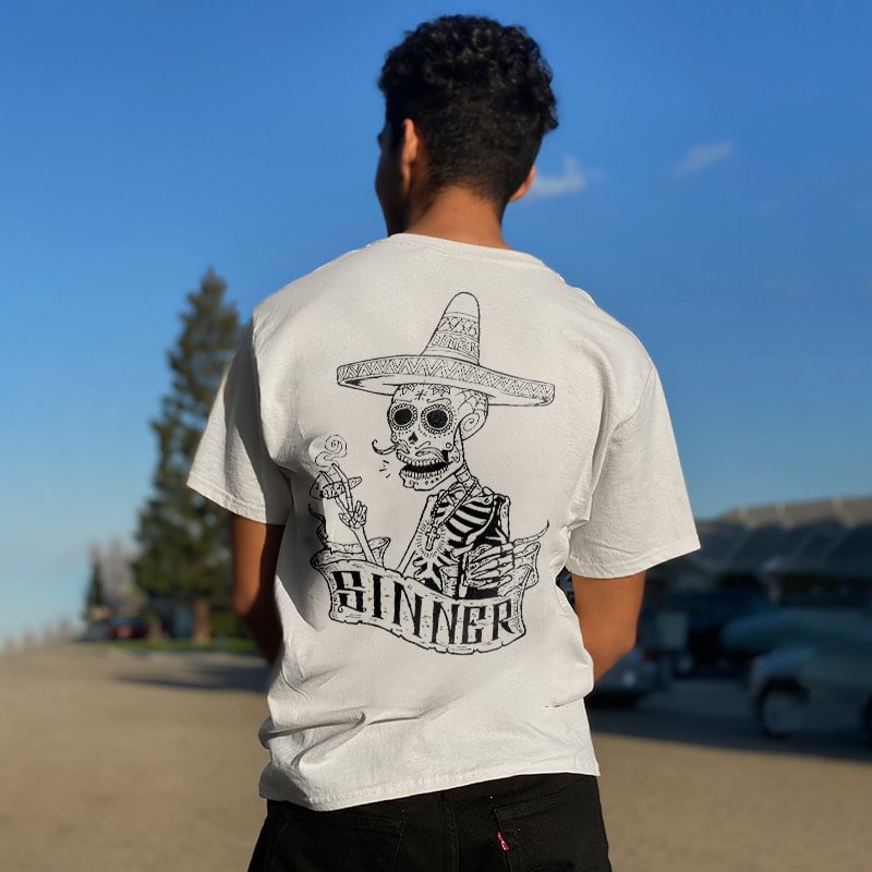 UPRANDY Skeleton Sinner Printed Men's T-shirt -  UPRANDY