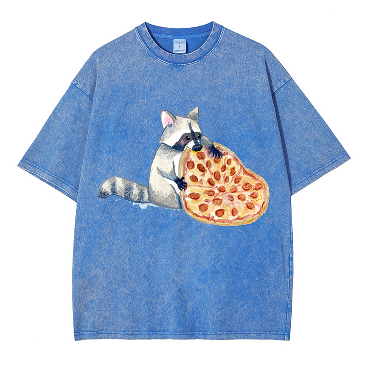 Rat Pizza Men's washed T-shirt