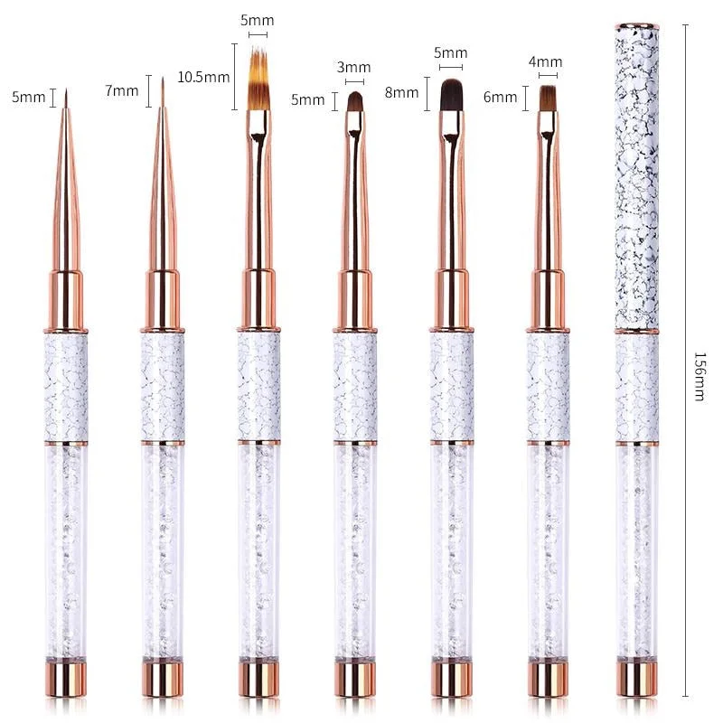 Nail Liner Brush Carving Flat Round UV Gel Painting Brush Lines Drawing Pen Gradient Brush Marble Handle Manicure Nail Art Tool-Nail Inspo
