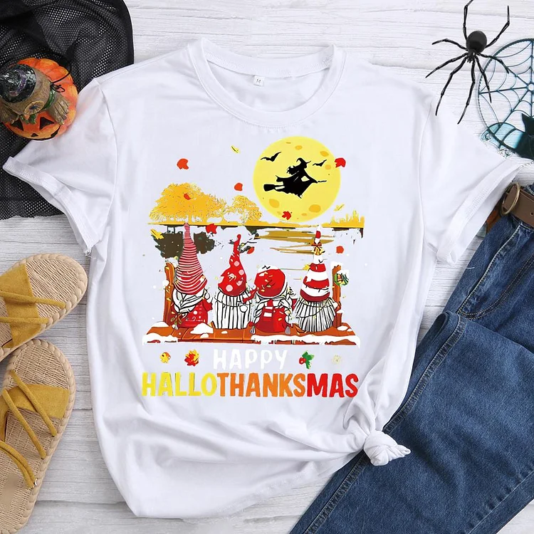 Happy Halloween Round Neck T-shirt-0019068