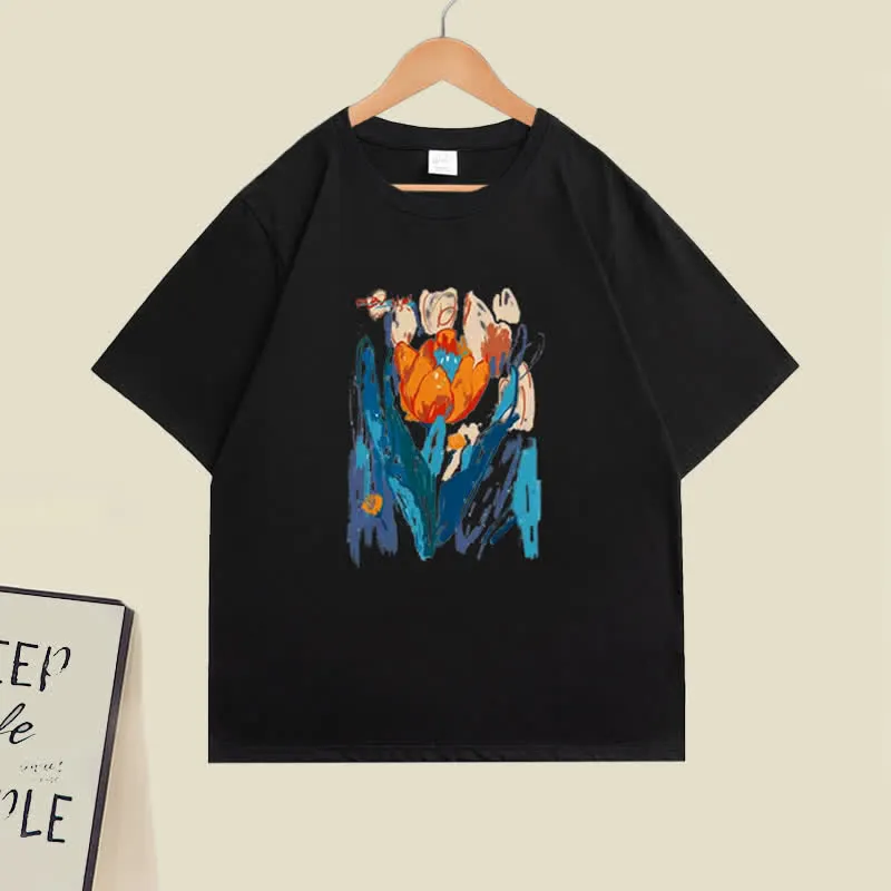 Tulip Cherry Blossom Print T-Shirt Pleated Skirt Two Pieces Set