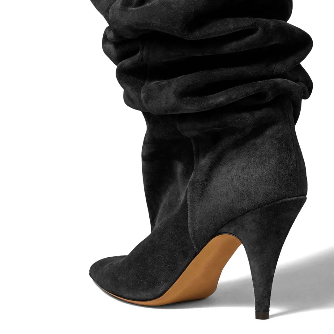 Women's Black Silhouette Sexy Booties with Faux Suede Sophistication