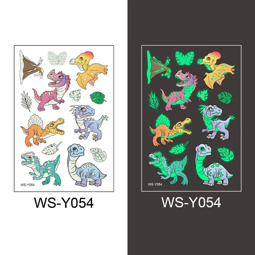 Tattoo Stickers Luminous Child Kid Temporary Fake Tattoos Glow Paste on Face Arm Leg for Children Body Art Halloween Tattoos