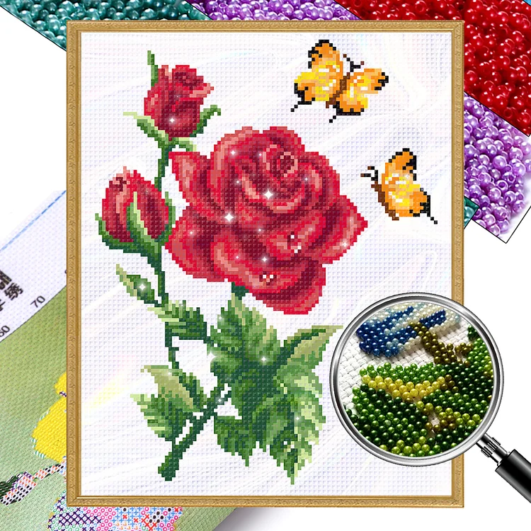 【Bead Embroidery】Flower 30x35cm 9CT Stamped Cross Stitch gbfke