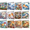 12Pcs Diamond Painting Snowbird Greeting Card Set with Envelope