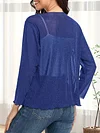 V-Neck Semi-Sheer Long Sleeve Solid Color Elegant Cardigan - Soft Medium Stretch Knit Fabric, Regular Length, Placket Closure - Perfect for All Seasons
