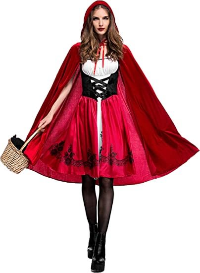 Women's Little Red Riding Hood Costume Halloween Cloak Cosplay