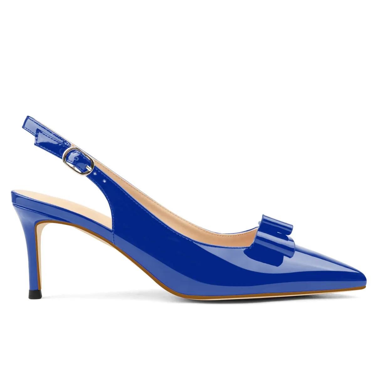 65mm Women's Kitten Stillettos Pointed Toe With Bows Slingback  Prom Sandals Shoes-vocosishoes