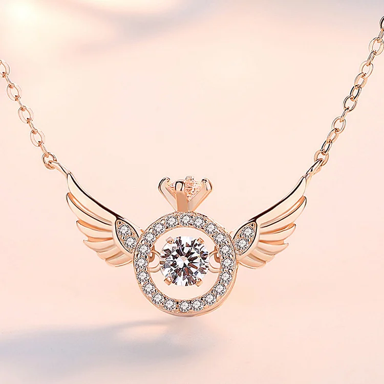For Memorial - I’ll Hold You in My Heart Until I Can Hold You in Heaven Dancing Circle Wings Necklace