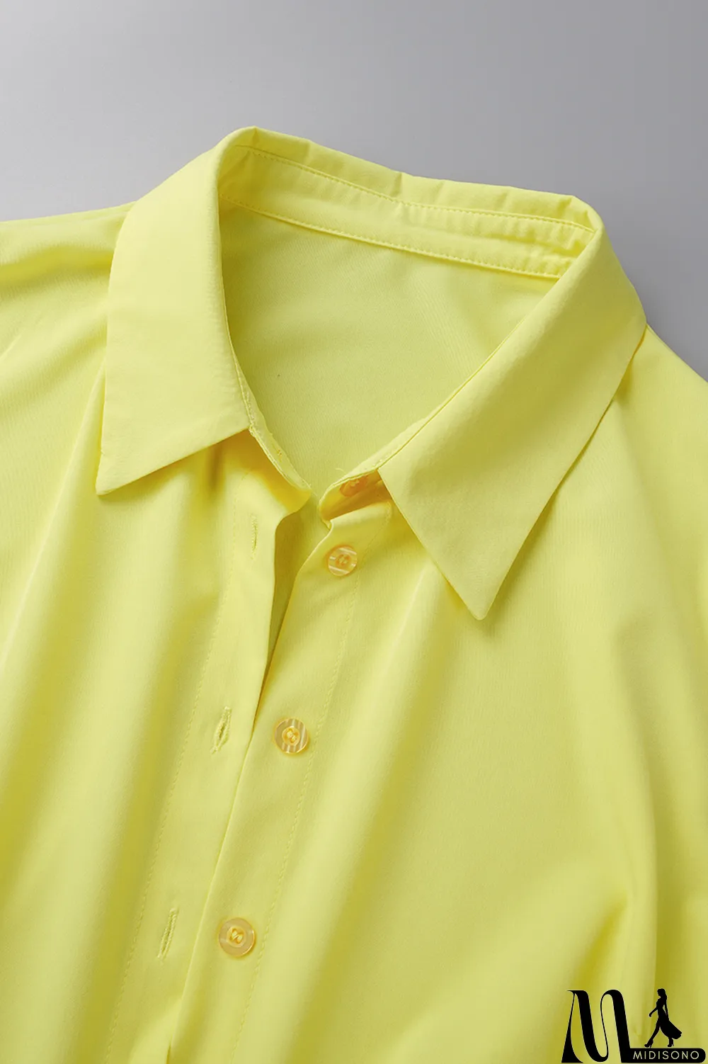 MidiSono - Light Blue Casual Solid Patchwork Turndown Collar Cake Skirt Plus Size Dresses