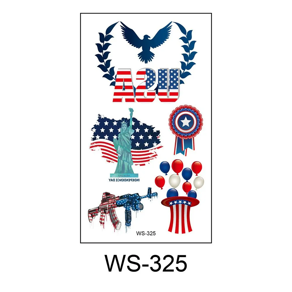 20 Kinds American Flag Tattoos Independence Day Temporary Body Sticker Disposable Waterproof tatouage temporaire