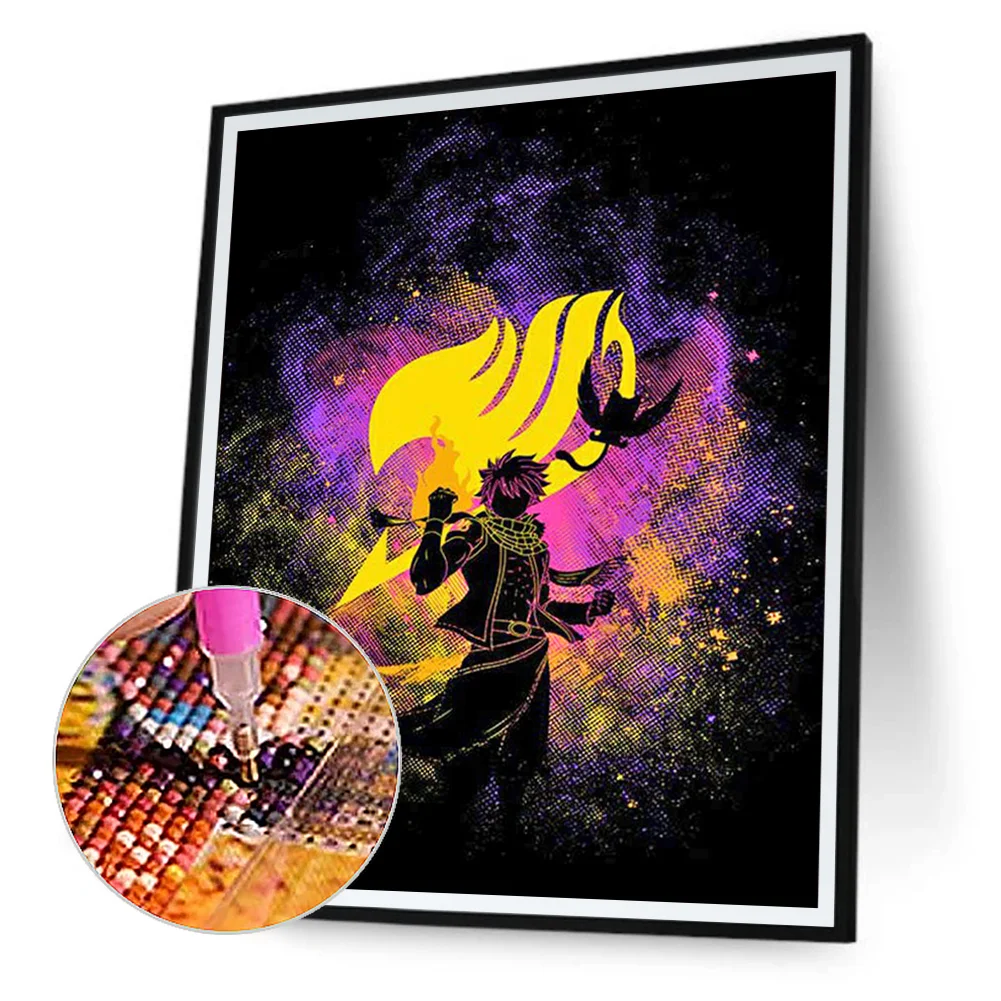 Full Round Diamond Painting 30*40cm - Fairy Tail-Natsu Silhouette