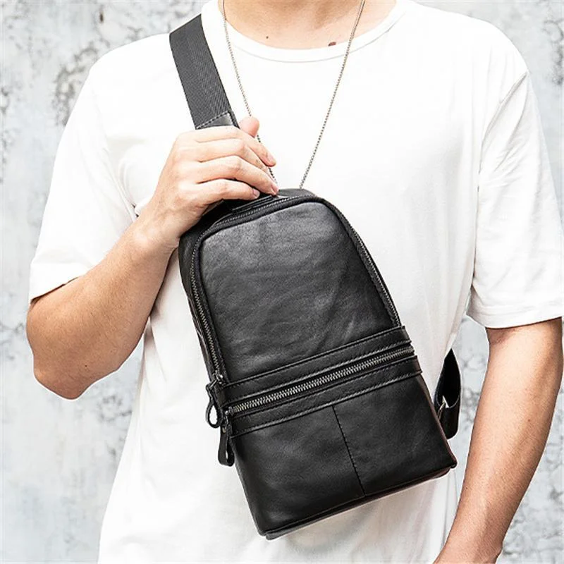 Fashion Durable Soft Leather Shoulder Bags Vintage Chest Packs