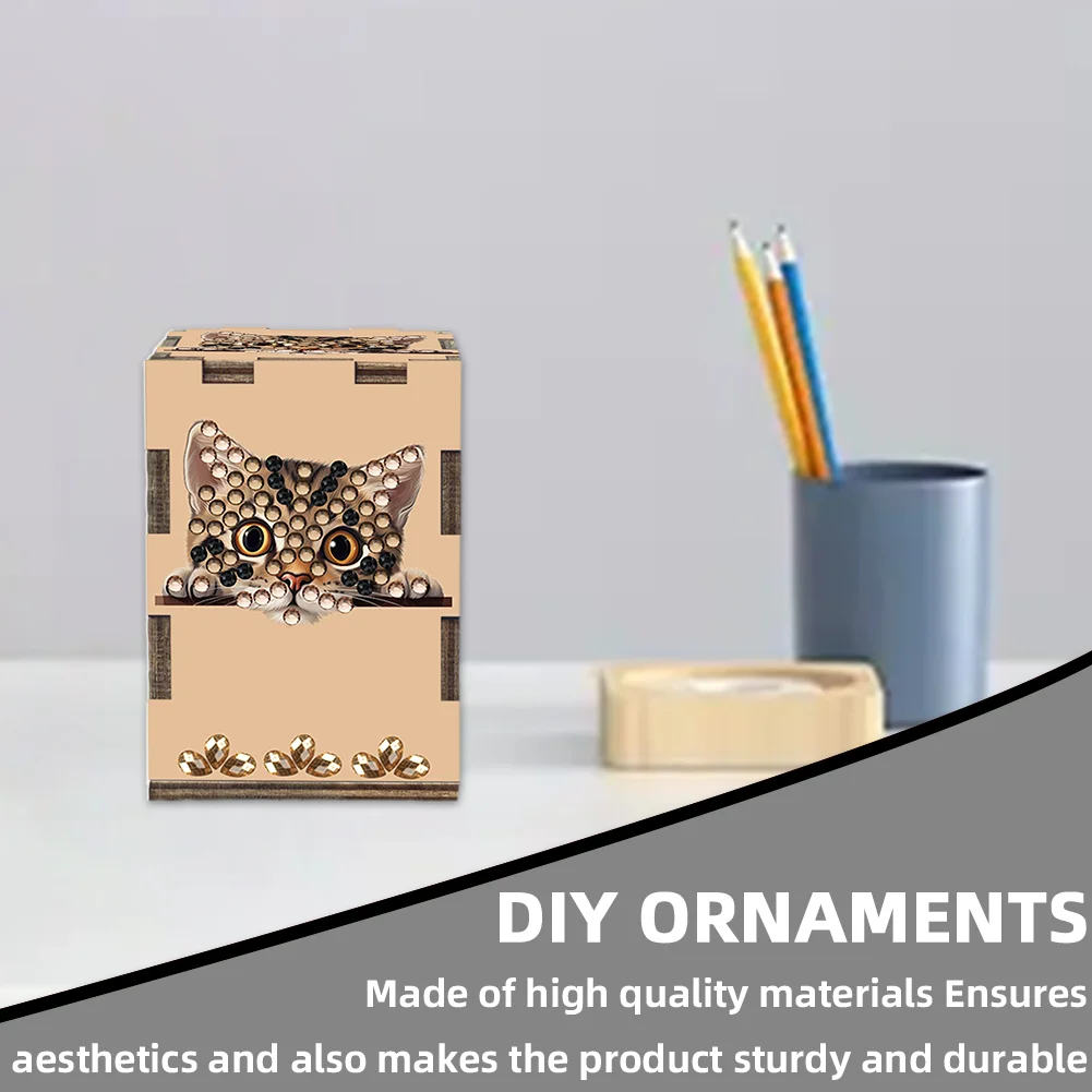 5D DIY Diamond Art Handmade Toothpick Holder Rhinestone Toothpick Box (Kitten)