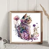 Flowers And Cat - 16CT Stamped Cross Stitch 40*40cm/15.75*15.75in