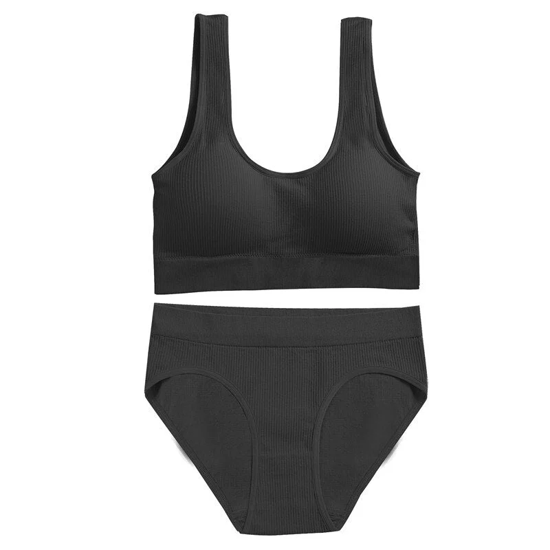New Sexy Women Lingerie Underwear Camis And Panty Set Top Bra Set Ultra-thin Bras For Woman Cropped Top Underpants 6 Solid Color
