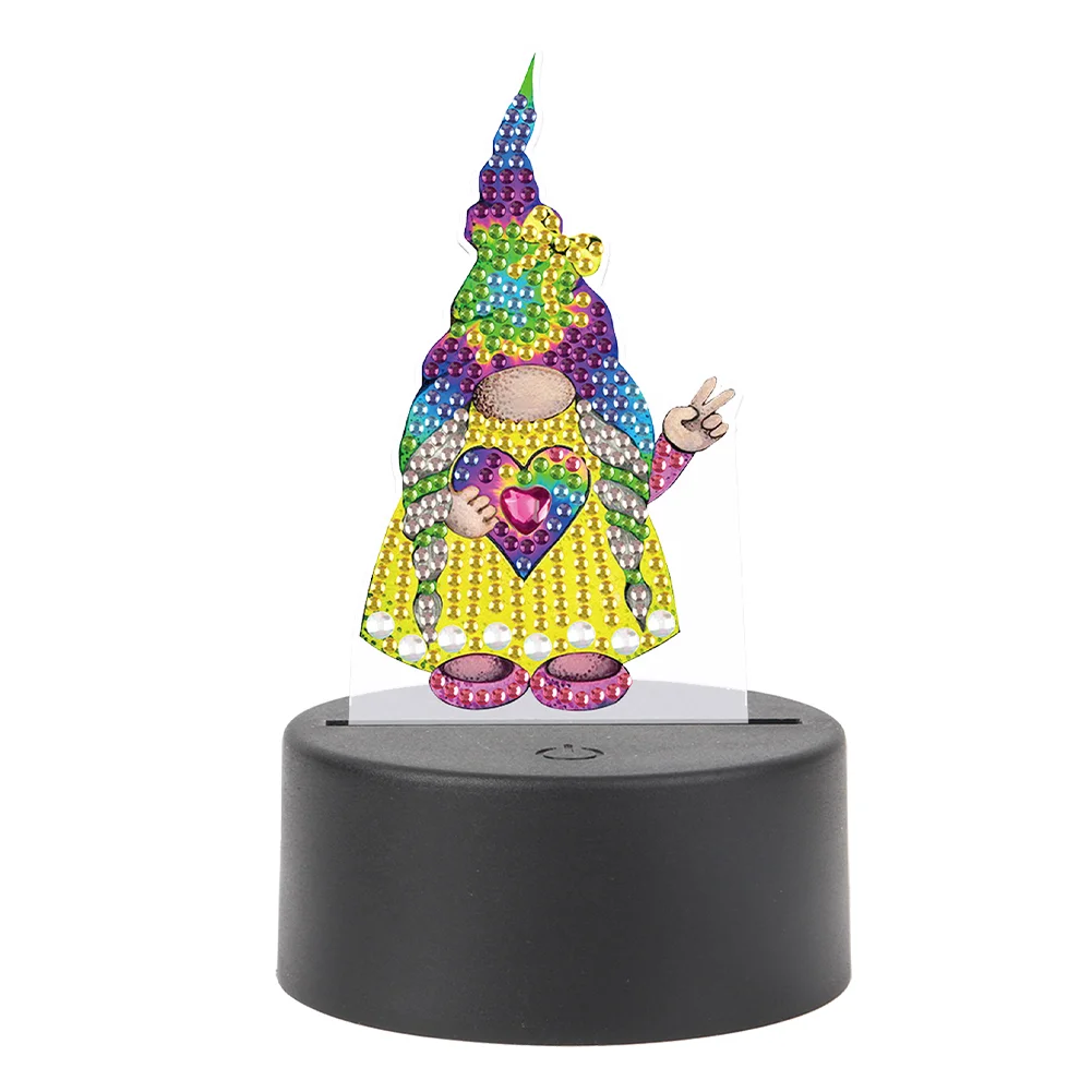 DIY Gnome Acrylic Diamond Painting Night Light 5D DIY Diamond Painting Lamp