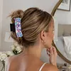 Purple Flowers DIY Diamond Painting Claw Clips for Adults Beginners Diamond Art Western Hair Clips Anti-Slip Design for Women Long Short Hairstyle Jewelry Supplies