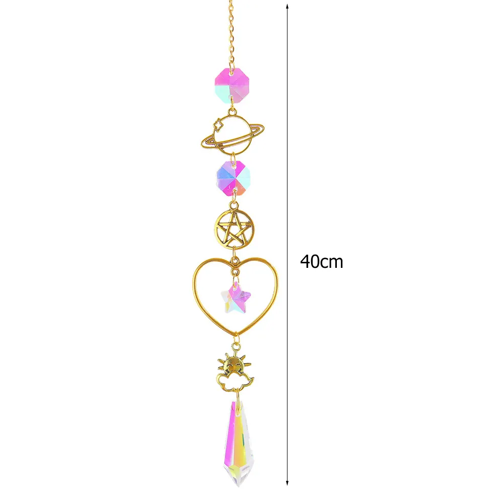 Star Crystal Chandelier Prism Wind Chimes Curtain Home Garden Pendants (C)