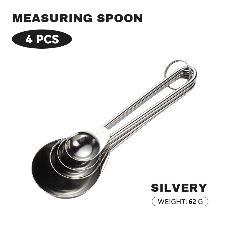 430 Stainless Steel Measuring Cup Measuring Spoon Suit 8-piece Rose Gold Wire Handle Measuring Spoon Measuring Cup 4-piece Set With Scale Gold