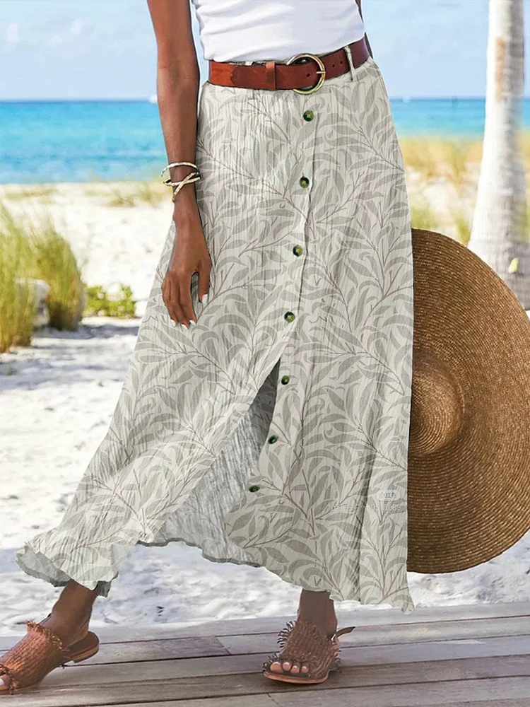 Women's Flower Plant Art Pattern Print Casual Half Body Skirt