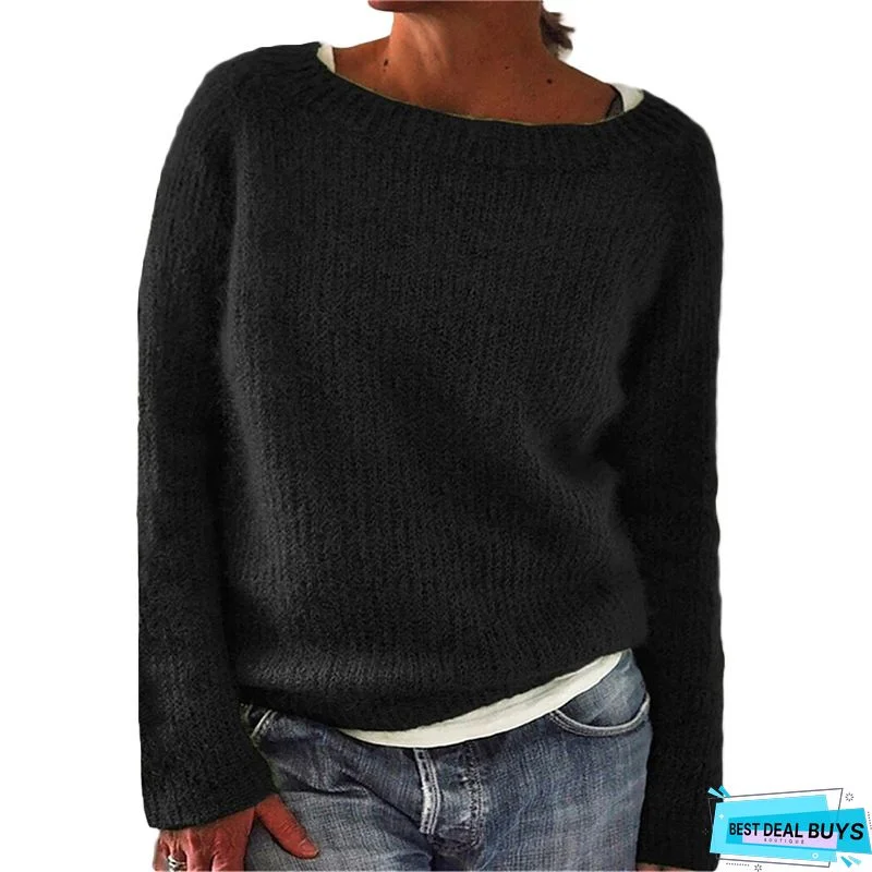 Casual Shift Plain Knitted Sweater