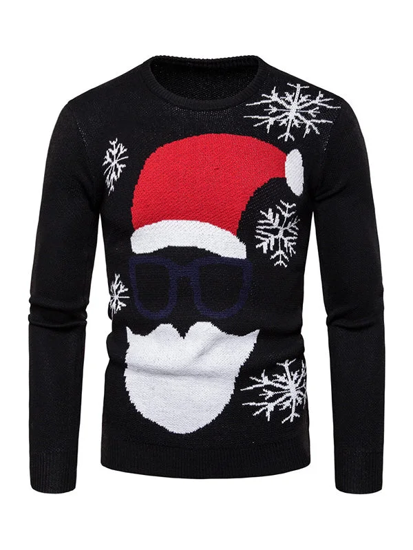 Crewneck Hipster Santa Snowflake Christmas Sweater-elleschic