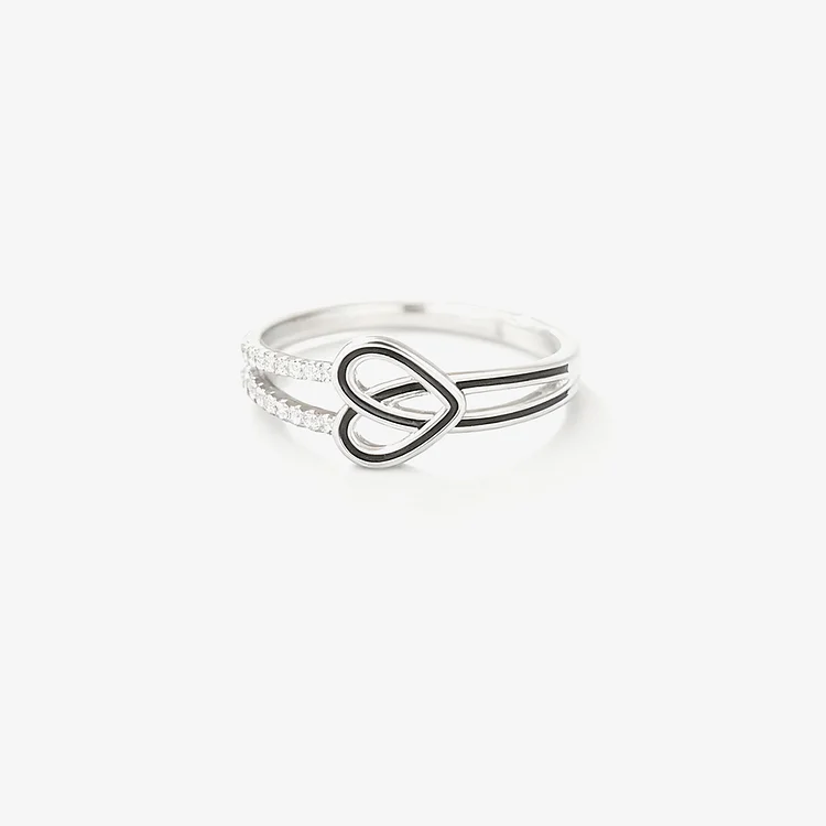 For Memorial - Life & Death Half Black Heart Ring