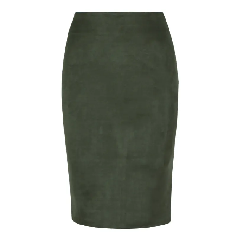 Churchf Churchf Skirt Solid Color Split Deer Skin Velvet Skirt High Purse Hip Thin Versatile Skirt