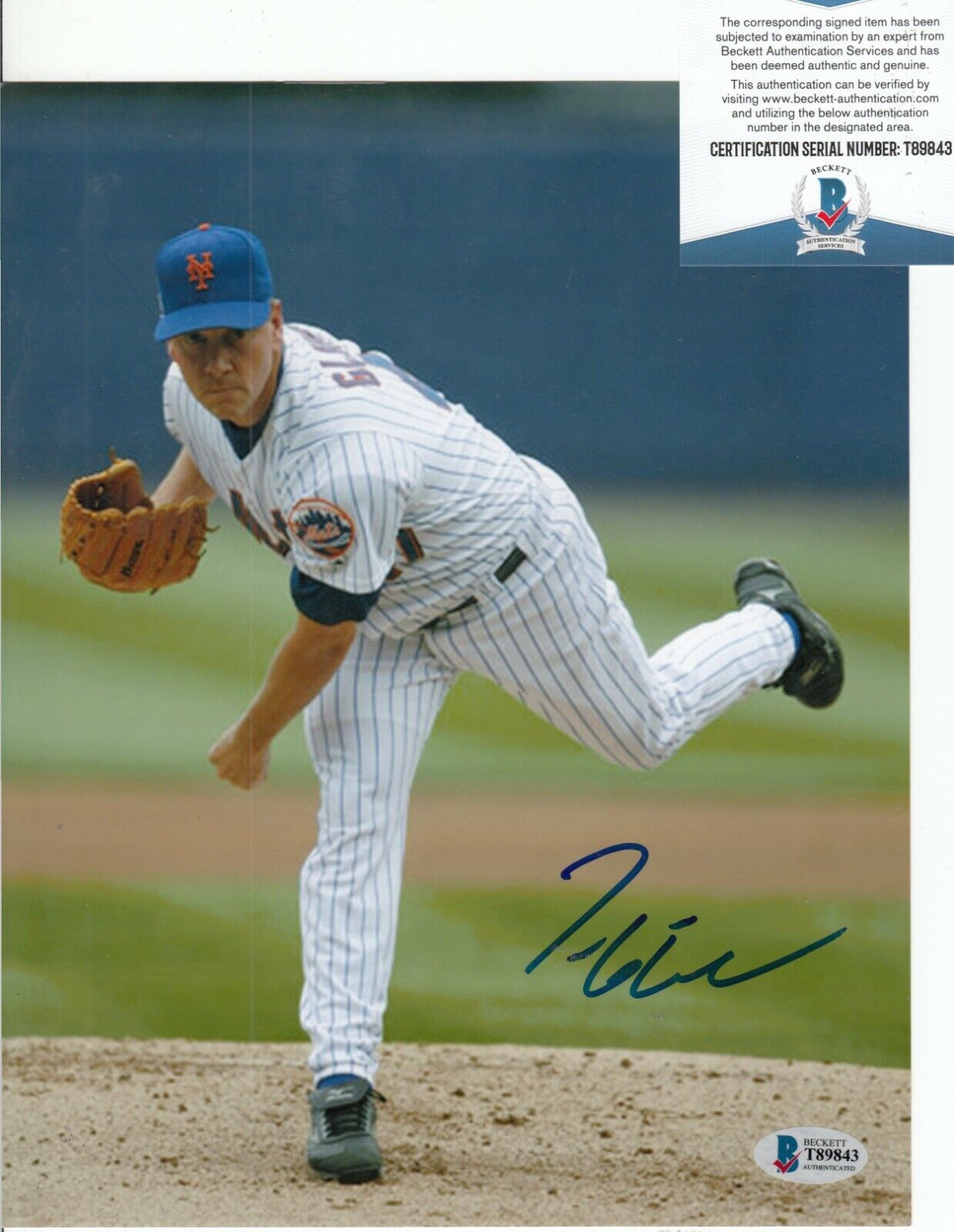 TOM GLAVINE signed (NEW YORK METS) HOF Baseball 8X10 Photo Poster painting BECKETT BAS T89843