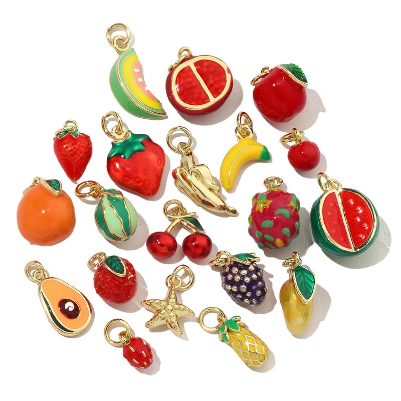3 PCS/Package 13*16mm 15*9mm 8 * 17mm Copper Cherry Fruit Banana Pendant Jewelry Accessories