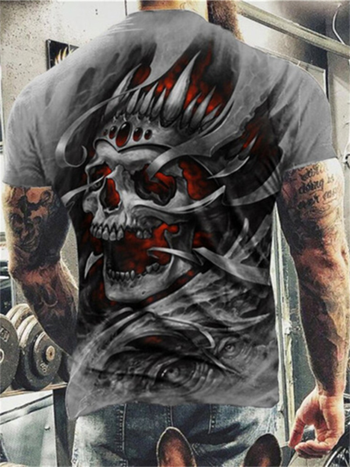 Fashion New Cool Skull 3D Digital Printing Men's Short-sleeved T-shirt | 168DEAL