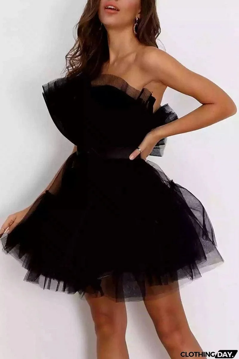 Sexy Elegant Solid Patchwork Strapless Princess Dresses(5 Colors)