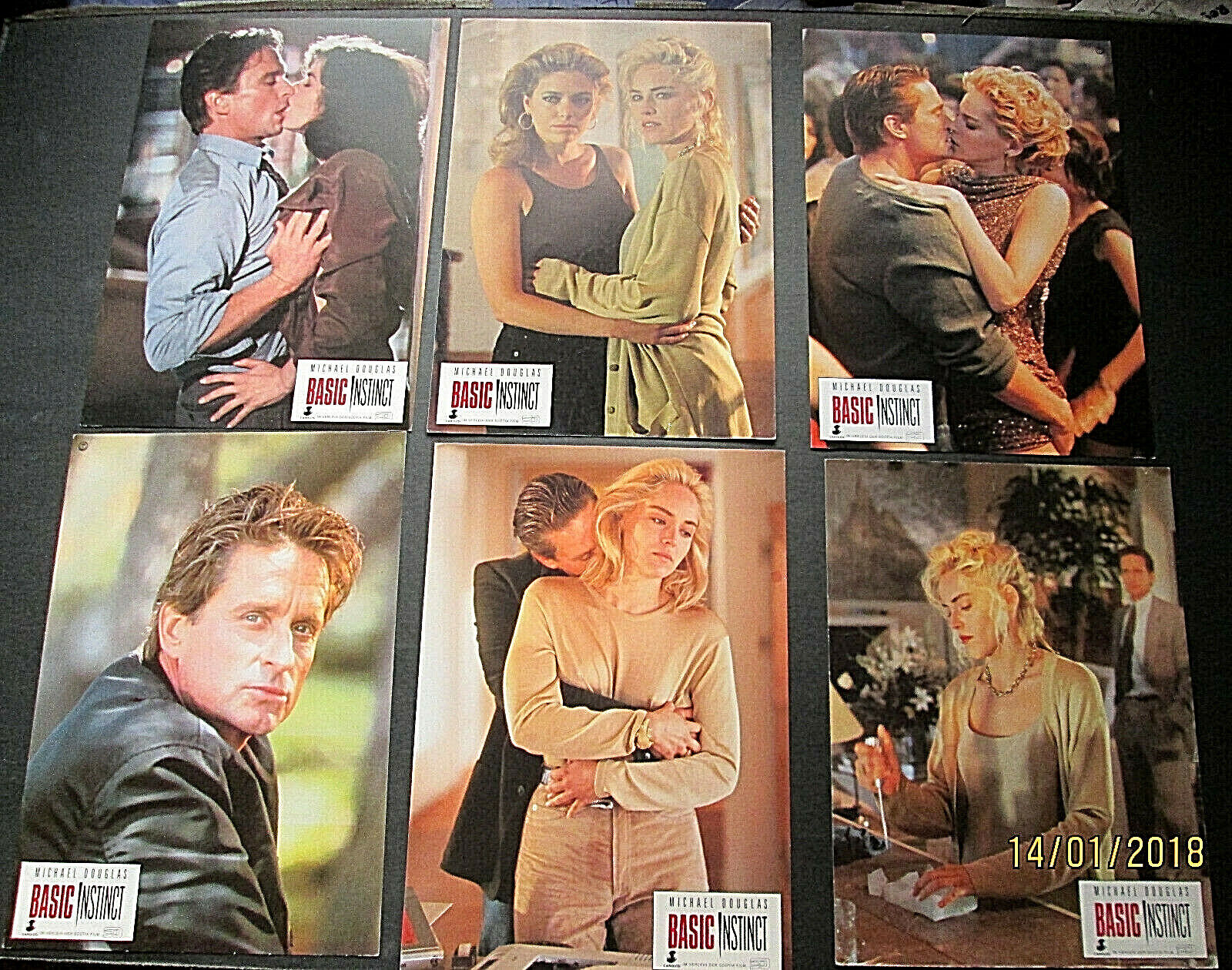 SHARON STONE,MICHAEL DOUGLAS (BASIC INSTINCT) ORIG 1992,RARE VER.Photo Poster painting SET *