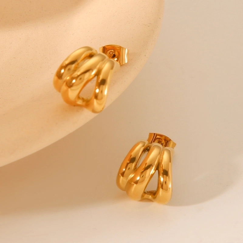 1 Pair IG Style Casual Geometric 304 Stainless Steel Titanium Steel 18K Gold Plated Ear Studs