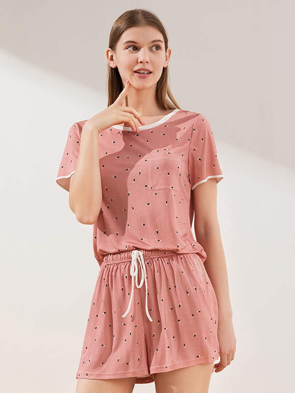 19 Momme Cute Detail Short Silk Pajamas Set-Real Silk Life