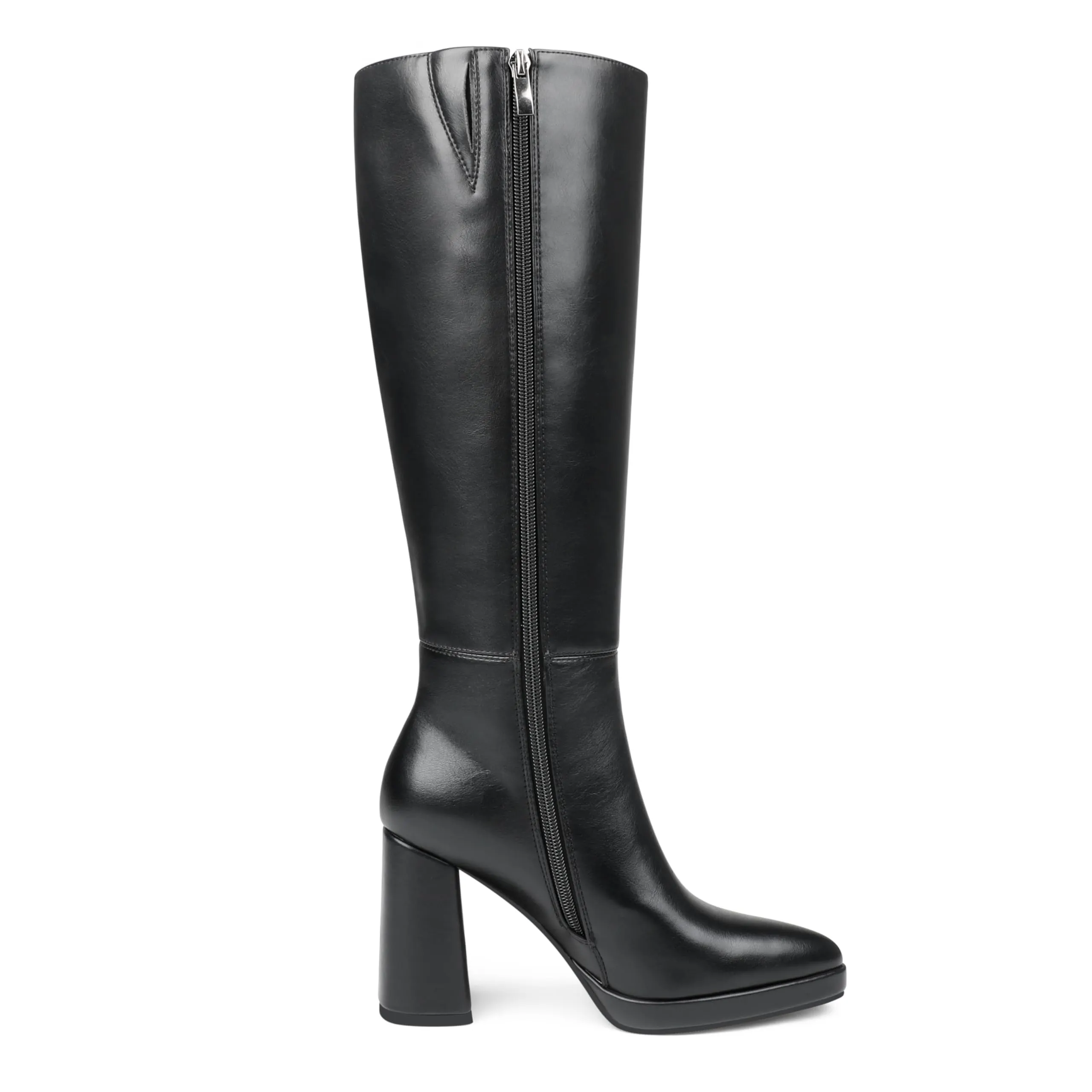 Women's Square-Toe Knee-High Boots with Platform and Block Heels